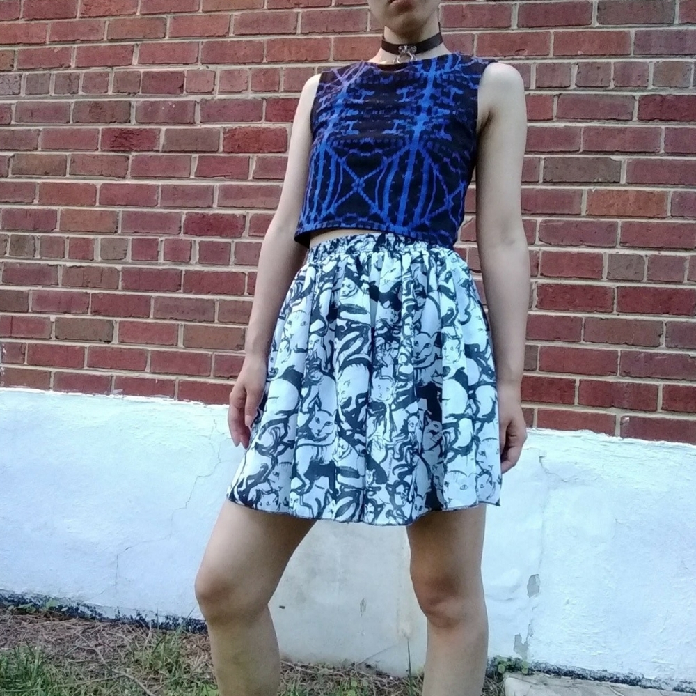 America Apparel Cat Print Skirt